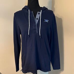 L.L. Bean Dark Blue Hooded Pullover with Logo